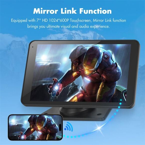 Eleacc Portable Wireless Carplay Car Stereo, 7 HD Touchscreen Cam - Picture 6 of 7